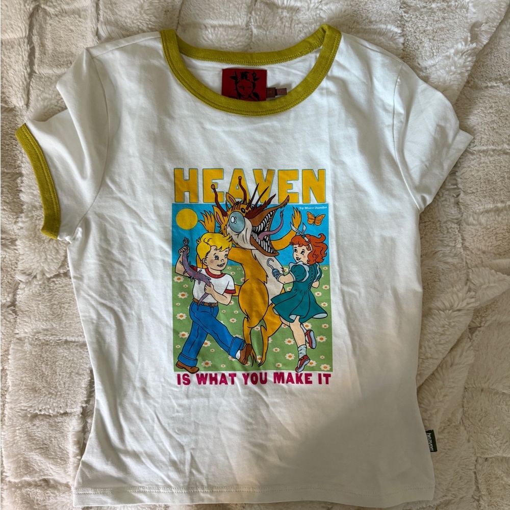 Kids White and Green Graphic Tee